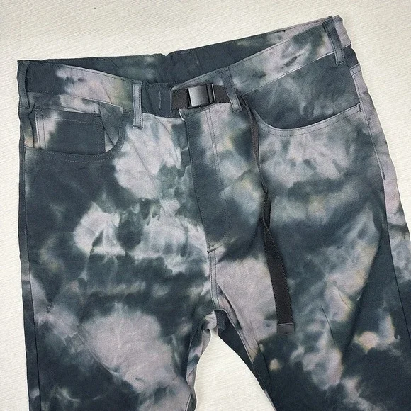 Clot Apparel Tie Dye Cavas Pants Belted Carpenter Men Medium Black Gray Tan